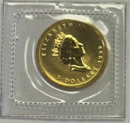 Bullion 1999 CANADA $5 1/10 OZ .9999 GOLD MAPLE LEAF 20 YEARS ANS PRIVY, GEM BU SEALED