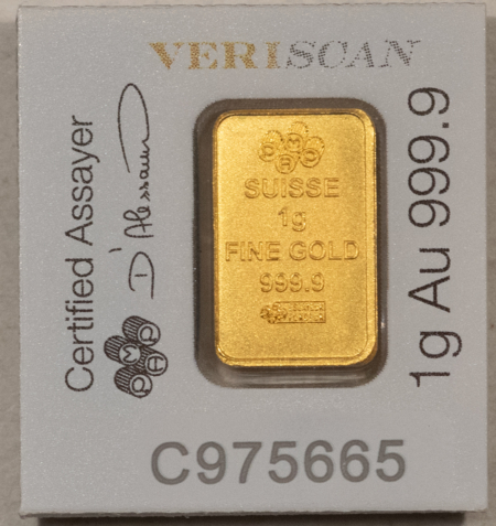 Bullion 1 GRAM PAMP SUISSE .9999 FINE GOLD BAR ON CARD WITH SERIAL NUMBER!