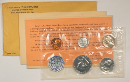 New Store Items 1963 US MINT 5 COIN PROOF SET – GEM PROOF WITH ORIGINAL ENVELOPE!