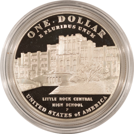 Modern Commems 2007-P LITTLE ROCK CENTRAL HIGH DESEGREGATION SILVER DOLLAR – GEM PROOF W/ OGP!