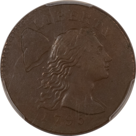 CAC Approved Coins 1795 FLOWING HAIR LARGE CENT, PLAIN EDGE – PCGS AU-58 CAC, CHOCOLATE BROWN & PQ!
