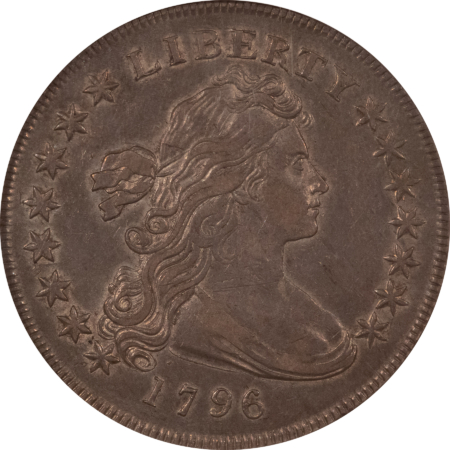 Dollars 1796 DRAPED BUST DOLLAR SM DATE LG LETTERS, BB-61 – NGC AU-50, FRESH & ORIGINAL!