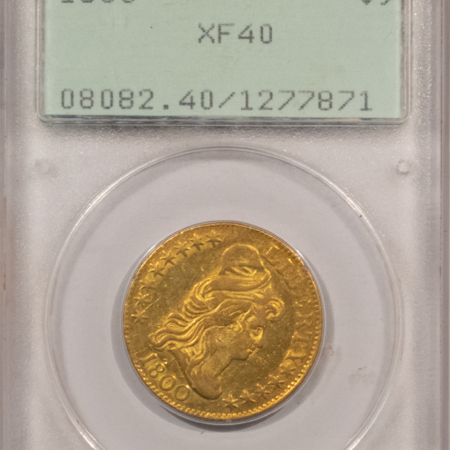 $5 1800 $5 DRAPED BUST GOLD HALF EAGLE – PCGS XF-40, RATTLER, AMAZING! SUPER PQ!