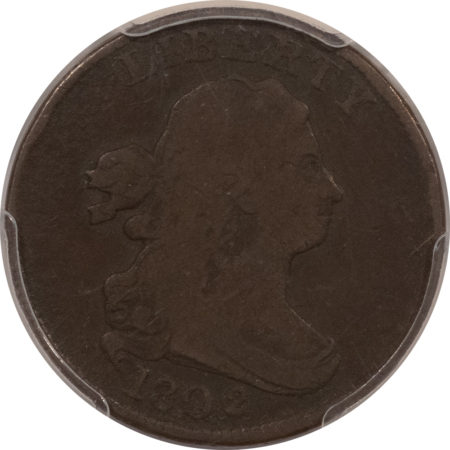 Draped Bust Half Cents 1802/0 DRAPED BUST HALF CENT, REVERSE OF 1802 – PCGS VG-10, VERY RARE, PLEASING