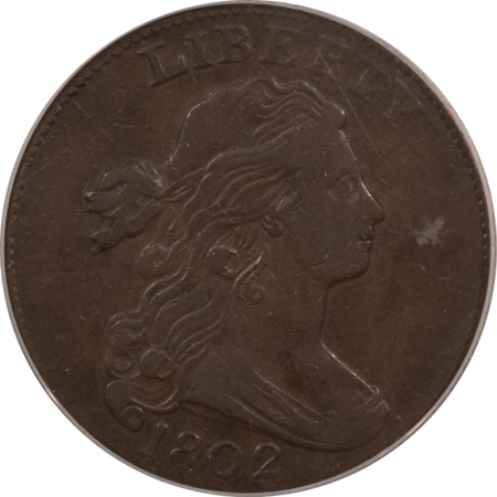 Draped Bust Large Cents 1802 DRAPED BUST CENT – PCGS VF-25, OLD GREEN HOLDER & PREMIUM QUALITY!