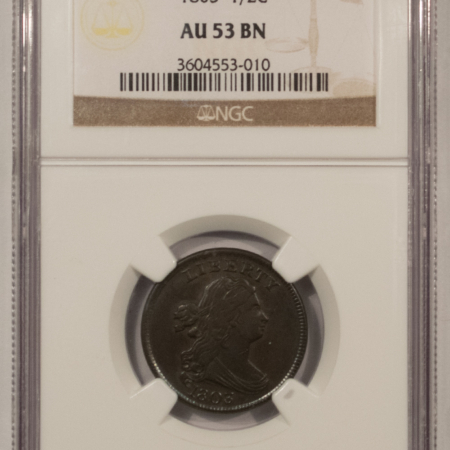 Draped Bust Half Cents 1803 DRAPED BUST HALF CENT – NGC AU-53 BN, EVEN BROWN & SO PLEASING!