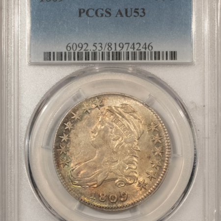 Early Halves 1809 CAPPED BUST HALF DOLLAR – PCGS AU-53, FRESH & PREMIUM QUALITY!