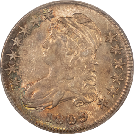 Early Halves 1809 CAPPED BUST HALF DOLLAR – PCGS AU-53, FRESH & PREMIUM QUALITY!