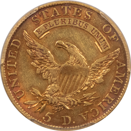 $5 1810 $5 CAPPED BUST GOLD HALF EAGLE, LG DATE LG 5 – PCGS AU-53