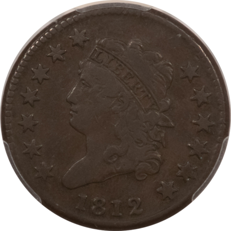 Classic Head Large Cents 1812 CLASSIC HEAD LARGE CENT, SMALL DATE – PCGS VF-25, VERY NICE QUALITY!