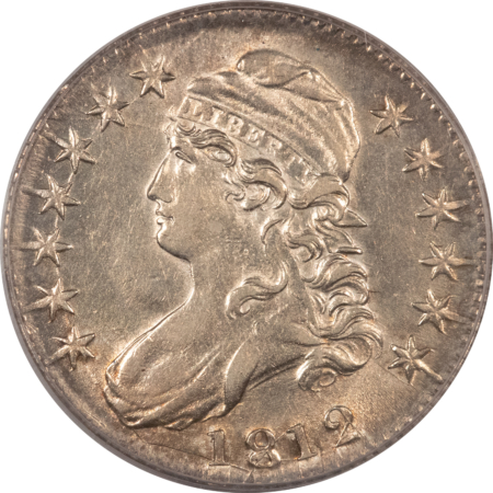 Early Halves 1812 CAPPED BUST HALF DOLLAR, O-106 R-3 – PCGS AU-53, OLD GREEN HOLDER!