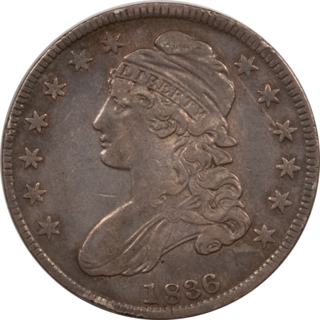 Early Halves 1836 CAPPED BUST HALF DOLLAR LETTERED EDGE – HIGH GRADE EXAMPLE, FEW EDGE BUMPS!