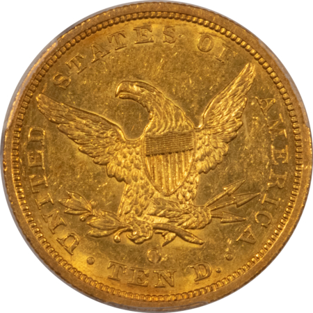 $10 1844-O $10 LIBERTY GOLD EAGLE – PCGS AU-58, ATTRACTIVE COLOR! RARE!