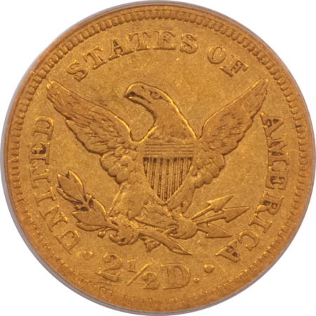 $2.50 1845 $2.50 LIBERTY GOLD QUARTER EAGLE – PCGS XF-40, SCARCE DATE!