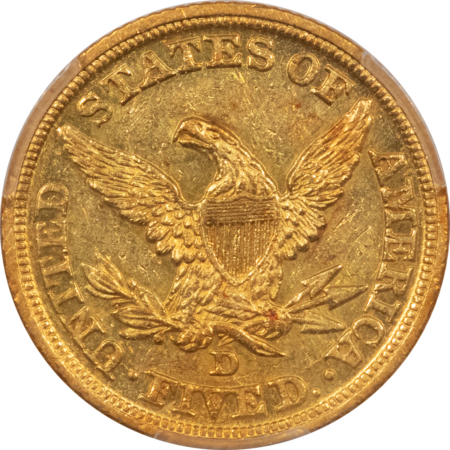 $5 1846-D $5 LIBERTY GOLD HALF EAGLE – PCGS AU-58, FLASHY & WELL-STRUCK! RARE!