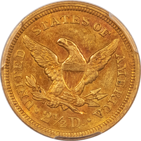 $2.50 1850 $2.50 LIBERTY GOLD QUARTER EAGLE PCGS AU-58 BETTER DATE! POP ONLY 15 @ CAC!