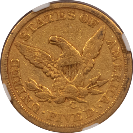 $5 1851-C $5 LIBERTY GOLD HALF EAGLE – NGC XF-40, NICE ORIGINAL CHARLOTTE MINT!