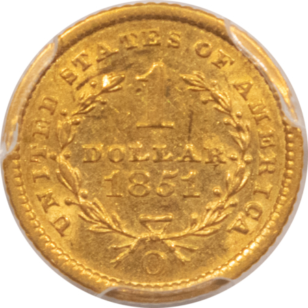 $1 1851-O $1 GOLD DOLLAR – PCGS AU-58