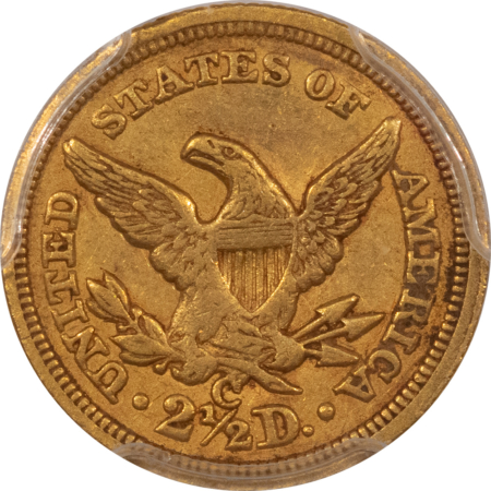 $2.50 1852-C $2.50 LIBERTY GOLD QUARTER EAGLE – PCGS XF-45, RARE DATE!