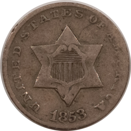 New Store Items 1853 THREE CENT SILVER – PLEASING CIRCULATED EXAMPLE!
