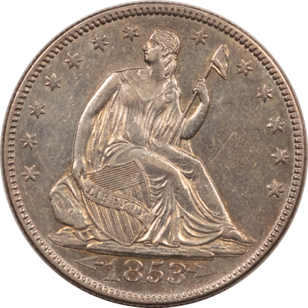 Half Dollars 1853 LIBERTY SEATED HALF DOLLAR, ARROWS & RAYS, BASICALLY UNTONED W/ UNC DETAILS