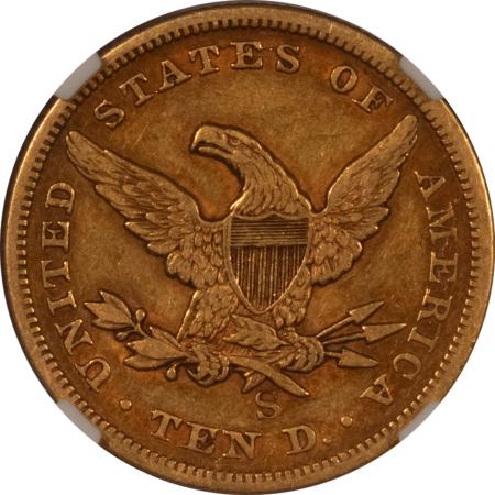 $10 1854-S $10 LIBERTY GOLD EAGLE NO MOTTO – NGC XF-40 1ST SAN FRANCISCO $10 LIBERTY