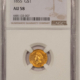 $1 1849 $1 GOLD DOLLAR, OPEN WREATH, NO L – CACG MS-63, 64 QUALITY! PQ & CAC!