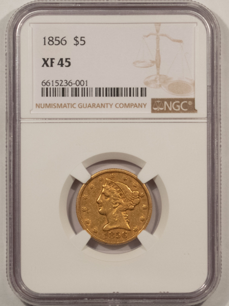 $5 1856 $5 LIBERTY GOLD HALF EAGLE – NGC XF-45