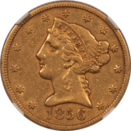 $5 1856 $5 LIBERTY GOLD HALF EAGLE – NGC XF-45