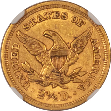 $2.50 1858 $2.50 LIBERTY GOLD QUARTER EAGLE – NGC AU-55 EARLY DATE! AFFORDABLE EXAMPLE