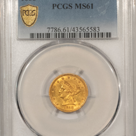 $2.50 1858 $2.50 LIBERTY GOLD QUARTER EAGLE – PCGS MS-61, HIGH GRADE, SCARCE ABOVE AU!