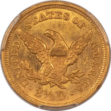 $2.50 1858 $2.50 LIBERTY GOLD QUARTER EAGLE – PCGS MS-61, HIGH GRADE, SCARCE ABOVE AU!