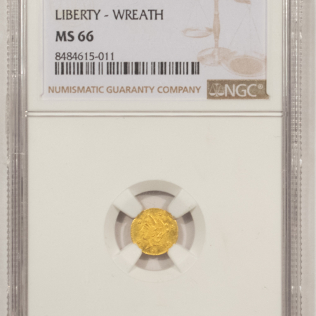 Exonumia 1858-DATED CAL ROUND TOKEN LIBERTY-WREATH – NGC MS-66, ULTRA GEM!