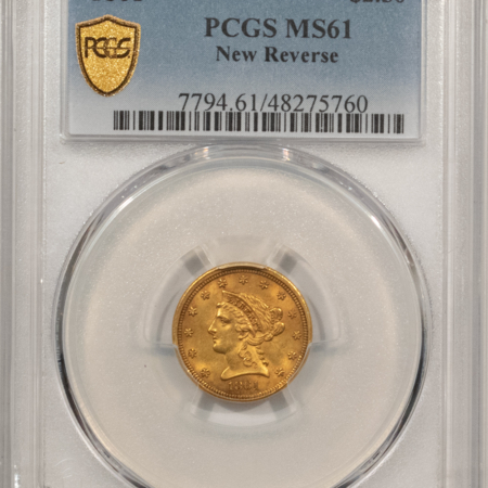 $2.50 1861 $2.50 LIBERTY GOLD, NEW REVERSE, PCGS MS-61; ORIGINAL OLD ORANGE PATINA!