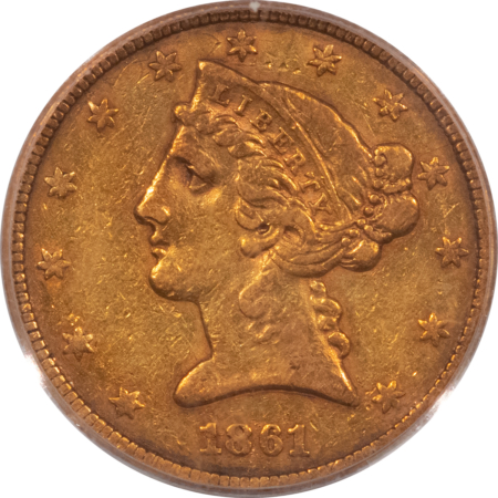 $5 1861 $5 LIBERTY GOLD HALF EAGLE – PCGS VF-35