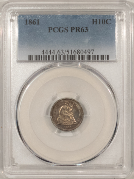 Half Dimes 1861 PROOF SEATED LIBERTY HALF DIME – PCGS PR-63