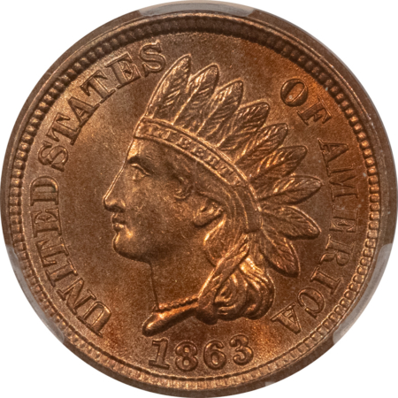 CAC Approved Coins 1863 INDIAN CENT – CACG MS-63, FLASHY, FRESH, PREMIUM QUALITY & CAC APPROVED!
