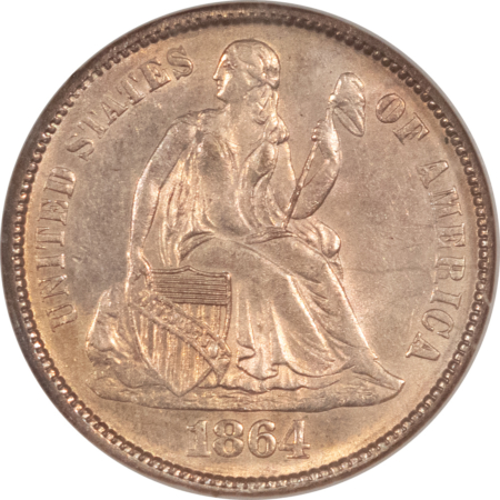 Dimes 1864-S LIBERTY SEATED DIME – NGC MS-63, VERY RARE IN MS!