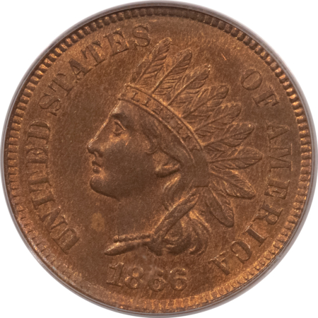 CAC Approved Coins 1866 INDIAN CENT, EAGLE EYE SEAL – PCGS MS-64 RB CAC & EAGLE EYE, LOOKS GEM! PQ!