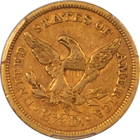 $2.50 1869-S $2.50 LIBERTY GOLD QUARTER EAGLE – PCGS XF-45, BETTER DATE, AFFORDABLE!