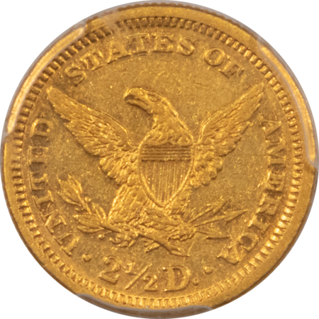 $2.50 1870 $2.50 LIBERTY GOLD QUARTER EAGLE – PCGS AU-50, SCARCE DATE! UNDER VALUED!