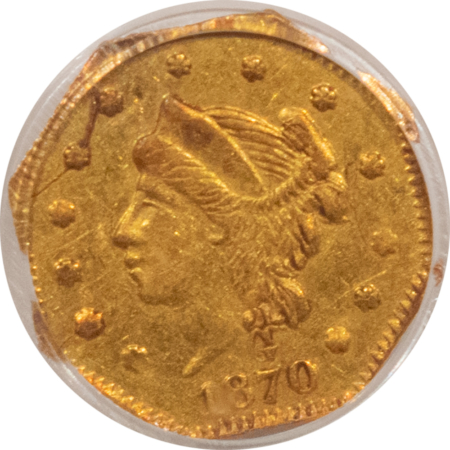 New Certified Coins 1870 25C FRACTIONAL GOLD, BG-759 – PCGS AU-58