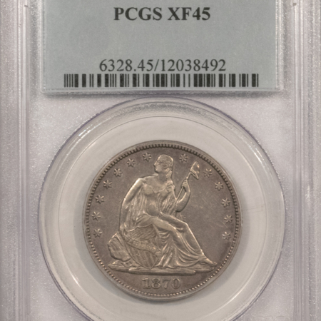 Half Dollars 1870-CC SEATED LIBERTY HALF DOLLAR – PCGS XF-45 PQ RARE DATE! FIRST CARSON CITY!