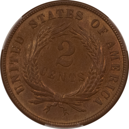 CAC Approved Coins 1871 TWO CENT PIECE – CACG MS-63 BN, CHOICE & PREMIUM QUALITY! CAC APPROVED!