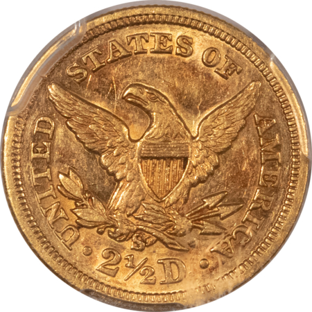 $2.50 1871-S $2.50 LIBERTY GOLD QUARTER EAGLE – PCGS AU-53, BETTER DATE! RARE!