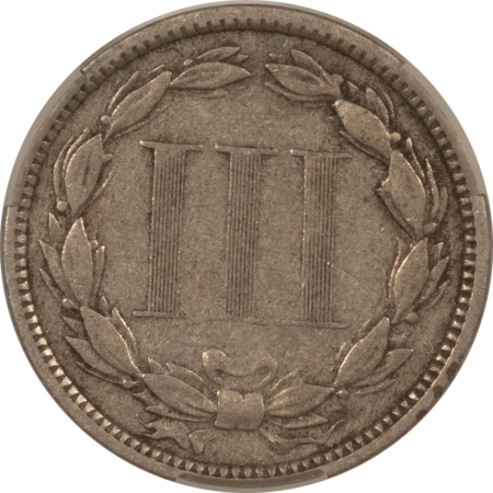CAC Approved Coins 1873 THREE CENT NICKEL, CLOSED 3 – CACG VF-20, CAC APPROVED!