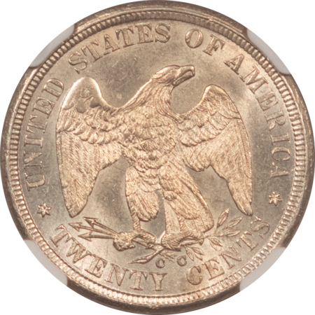 New Certified Coins 1875-CC TWENTY CENT PIECE – NGC MS-63, CHOICE, LUSTROUS! CARSON CITY!