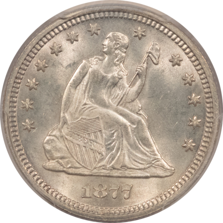 Liberty Seated Quarters 1877 LIBERTY SEATED QUARTER, PCGS MS-64, BLAST-WHITE & UNTONED!