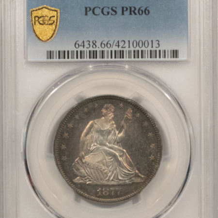 Half Dollars 1877 LIBERTY SEATED HALF DOLLAR, PCGS PR-66-LOVELY, ORIGINAL GEM-GORGEOUS!