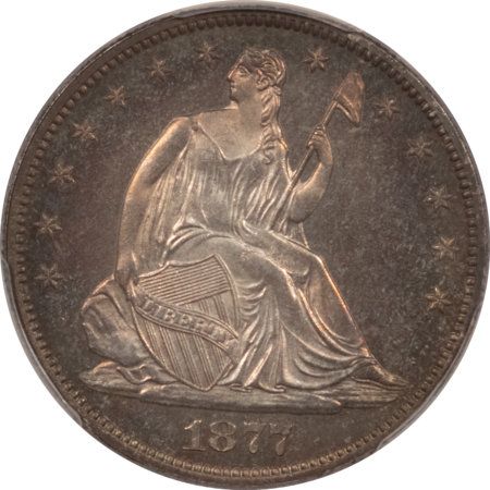 Half Dollars 1877 LIBERTY SEATED HALF DOLLAR, PCGS PR-66-LOVELY, ORIGINAL GEM-GORGEOUS!